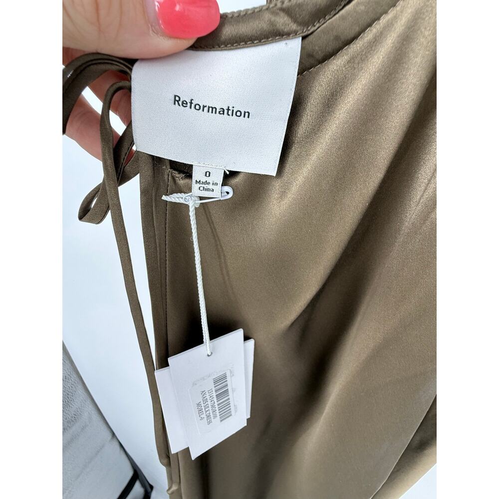 NWT Reformation Anais 100% Silk Open Back Maxi Dress in Morel Brown Size 0 - Picture 6 of 10